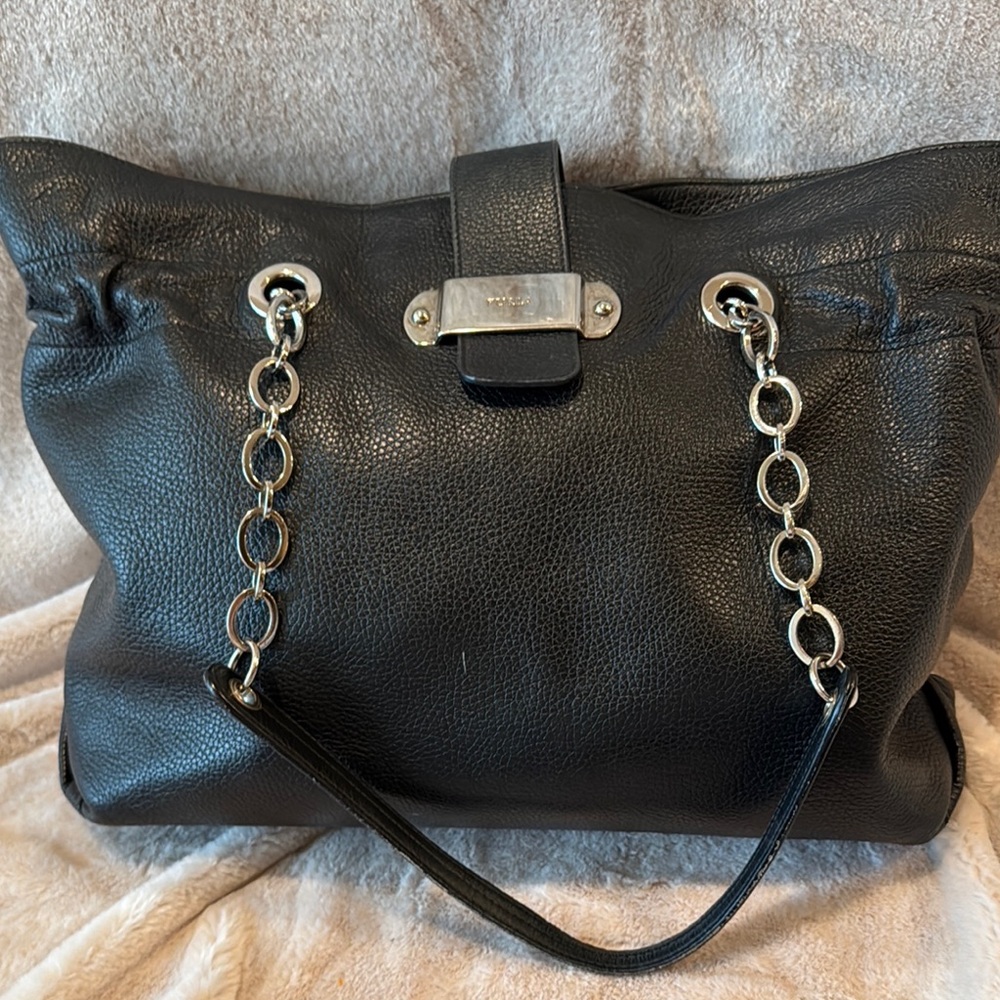 Black Leather Chain Strap Bag
